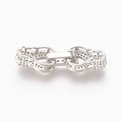Brass Micro Pave Cubic Zirconia Fold Over Clasps KK-P164-19P-1