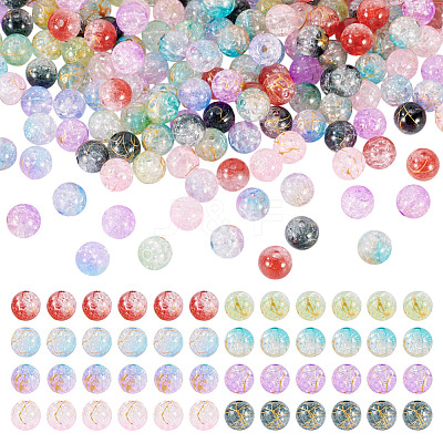 200Pcs 8 Colors Transparent Crackle Acrylic Beads DACR-TA0001-01-1