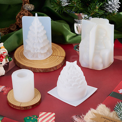 4Pcs 4 Styles DIY Silicone Candle Holder Molds DIY-TA0014-06-1