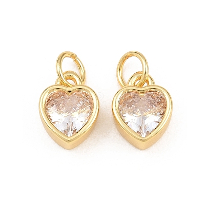 Valentine's Day Brass Micro Pave Clear Cubic Zirconia Charms KK-H292-52A-G-1