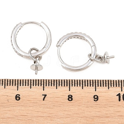 Brass Micro Pave Clear Cubic Zirconia Huggie Hoop Earring Findings KK-Z158-03P-1