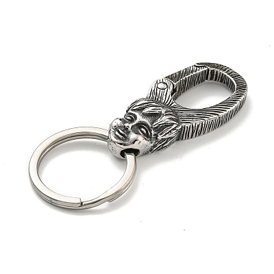 Tibetan Style 316 Surgical Stainless Steel Fittings with 304 Stainless Steel Key Ring FIND-Q101-04AS-1