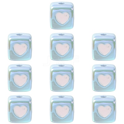 10Pcs Opaque Acrylic Enamel Beads ACRC-FS0001-02B-1