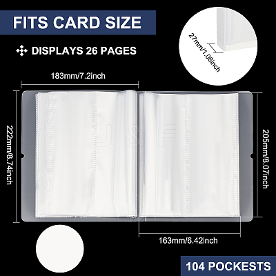 26 Pages Rectangle Plastic Card Storage Albums AJEW-WH0348-29B-1