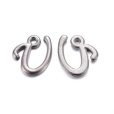 Gunmetal Plated Alloy Letter Pendants PALLOY-P097-03-U-1