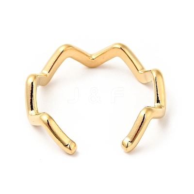 Ion Plating(IP) 304 Stainless Steel Wave Open Cuff Ring for Women RJEW-I085-13P-01-1