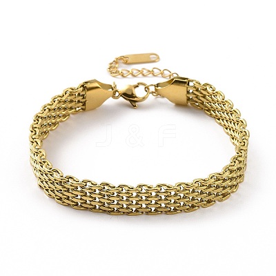 304 Stainless Steel Mesh Chain Bracelet for Men Women BJEW-P286-02G-1
