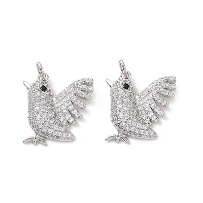 Rack Plating Eco-Friendly Brass Micro Pave Cubic Zirconia Pendants KK-F844-06P-1