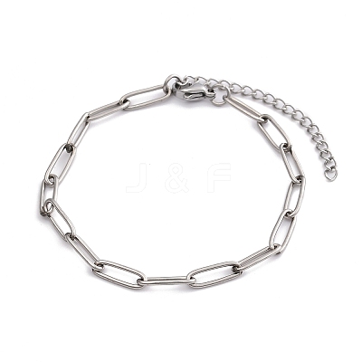 Tarnish Resistant 304 Stainless Steel Paperclip Chain Bracelet for Men Women BJEW-E031-03P-06-1