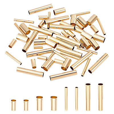 60Pcs 4 Styles Brass Tube Beads KK-PH0002-31G-1