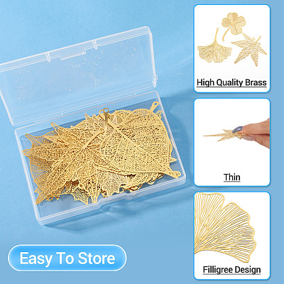 20Pcs 10 Styles Brass Filigree Big Pendants KKC-TA0001-03-1