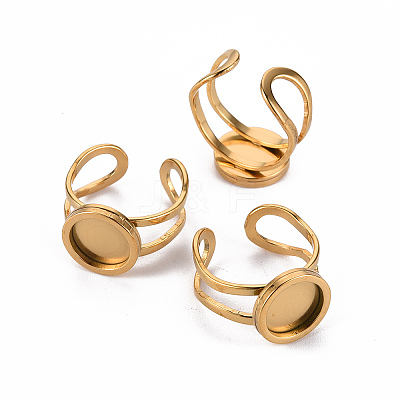 201 Stainless Steel Cuff Ring Findings STAS-S080-040A-G-1