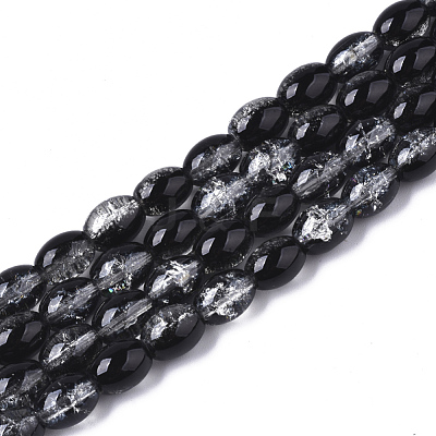 Transparent Crackle Glass Beads Strands X-DGLA-S085-6x8-39-1