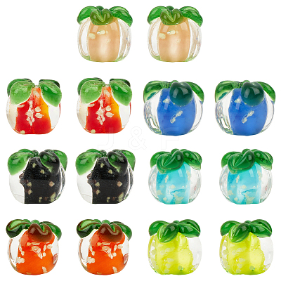 32Pcs 8 Colors Luminous Handmade Lampwork Fruit Beads LAMP-PA0001-28-1