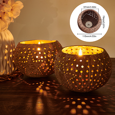 Hollow out Coconut Shell Candle Cup DIY-WH0260-82-1