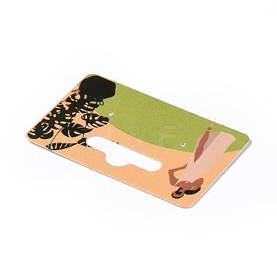Rectangle Paper One Pair Earring Display Cards with Hanging Hole CDIS-C004-04B-1