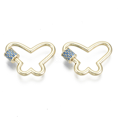 Brass Micro Pave Cubic Zirconia Screw Carabiner Lock Charms KK-R136-071B-NF-1