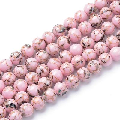 Assembled Synthetic Turquoise and Shell Beads Strands G-S212-6mm-01-1