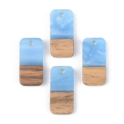 Opaque Resin & Walnut Wood Pendants X-RESI-S389-044A-C01-1