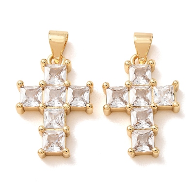Brass Pave Clear Cubic Zirconia Pendants CU-CBA2907-01D-G-1