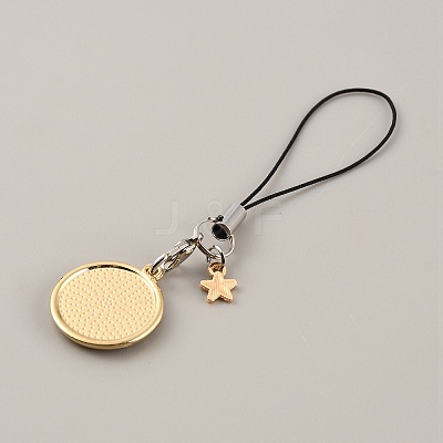 Cute Cartoon Star/Moon Alloy Enamel Mobile Straps Lanyards HJEW-WH0068-07G-1
