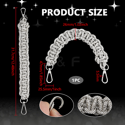 1Pc Rhinestone Braided Cord Bag Handles DIY-PH0036-47A-1
