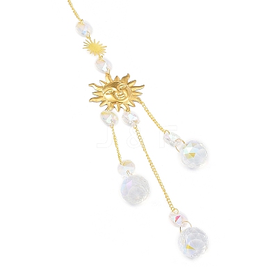 Glass Teardrop Big Pendant Decorations HJEW-M005-05A-G-1