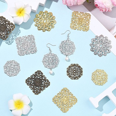 64Pcs 8 Styles Iron Filigree Joiners Links IFIN-YW0004-09-1