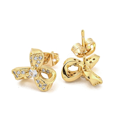 Brass Micro Pave Cubic Zirconia Ear Studs EJEW-P261-28C-G-1