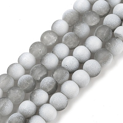 Frosted Crackle Glass Beads Strands GLAA-U001-6mm-M06-1
