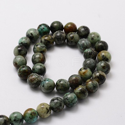 Natural African Turquoise(Jasper) Round Beads Strands G-E329-8mm-41-1
