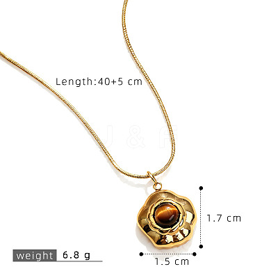 Natural Tiger Eye Pendant 304 Stainless Steel Chain Necklaces FS-WG84F4F-02-1