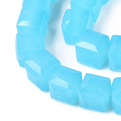 Imitation Jade Glass Beads Strands GLAA-R041-8x8mm-B05-1