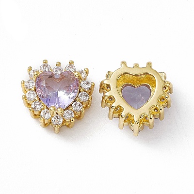 Rack Plating Brass Micro Pave Cubic Zirconia Beads KK-C007-12G-01-1
