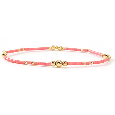 Bohemian Style Brass & Glass Seed Bead Stretch Bracelets for Women AC5136-5-1