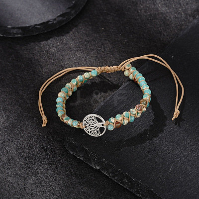 Natural Shoushan Stone Round Beaded Braided Bead Bracelets FS-WGE5EF2-19-1