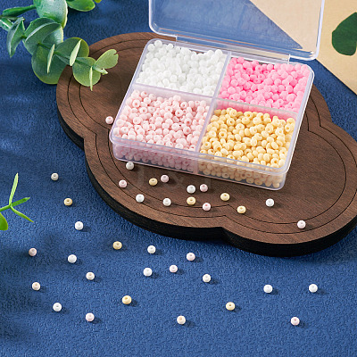 2132Pcs 4 Colors 8/0 Opaque Glass Seed Beads SEED-TADJ0001-03-1