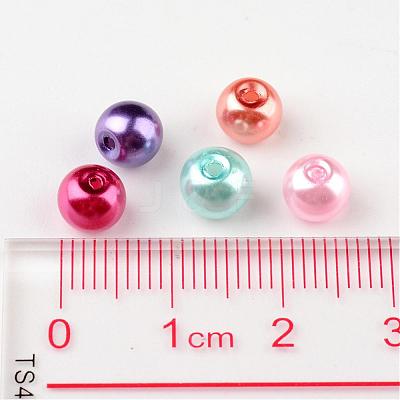 Mixed Pearlized Glass Pearl Round Beads X-HYC002-1