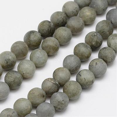 Natural Labradorite Frosted Bead Strands G-O155-04A-8mm-1