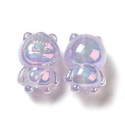 UV Plating Rainbow Iridescent Acrylic Beads PACR-M002-12B-1