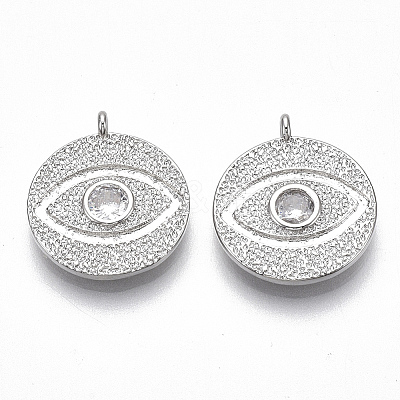 Brass Micro Pave Cubic Zirconia Pendants KK-S356-014P-NF-1
