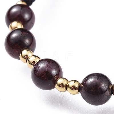 Adjustable Natural Garnet Braided Bead Bracelets BJEW-JB04599-01-1