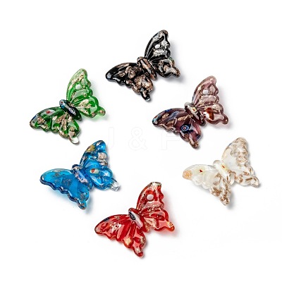 Handmade Gold Sand Lampwork Pendants LAMP-S100-B-1