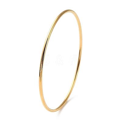 Ion Plating(IP) 304 Stainless Steel Simple Plain Bangle for Women BJEW-F461-01B-G-1