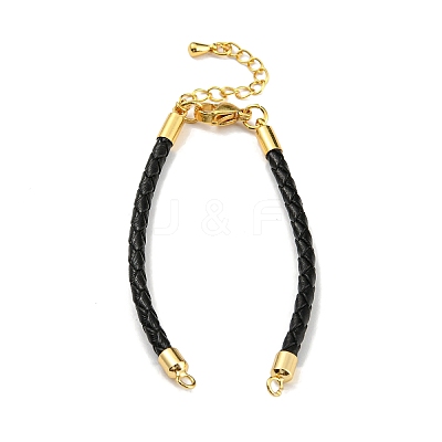 Leather Braided Cord Link Bracelets MAK-K022-01G-12-1
