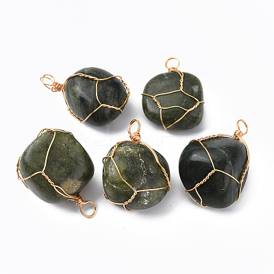 Natural Olive Quartz Pendants G-N332-50-09-1
