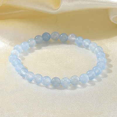 Natural & Dyed White Jade Bead Stretch Bracelets X-BJEW-K212-A-018-1