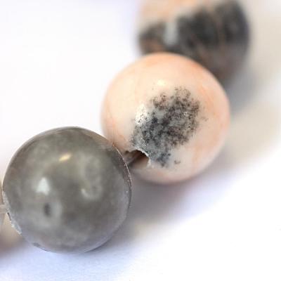 Natural Pink Zebra Jasper Round Bead Strands G-E334-8mm-11-1