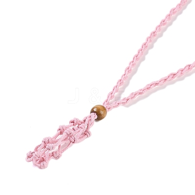 Braided Waxed Cord Empty Macrame Pouch Slider Necklace Making FIND-C061-01F-1