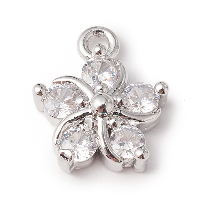 Eco-Friendly Rack Plating Brass Micro Pave Cubic Zirconia Charms KK-F835-14P-1